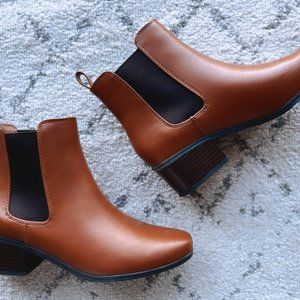 Ellie Chelsea Ankle Heeled Boot, Brown  - A New Day (Size 8)